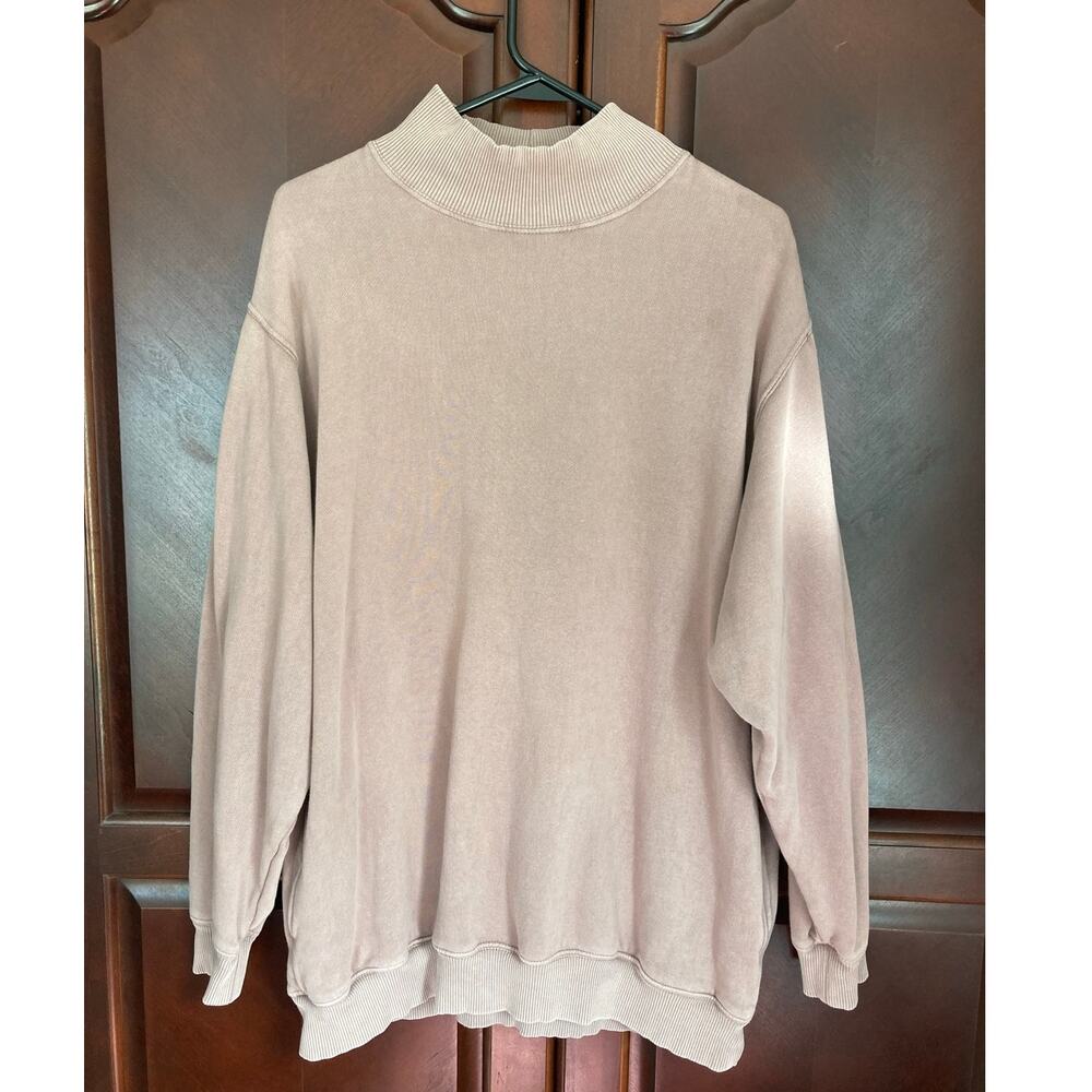 Aerie -Cozy Minimalist Lagenlook Down-To-Earth Oversized Mockneck Sweatshirt- M